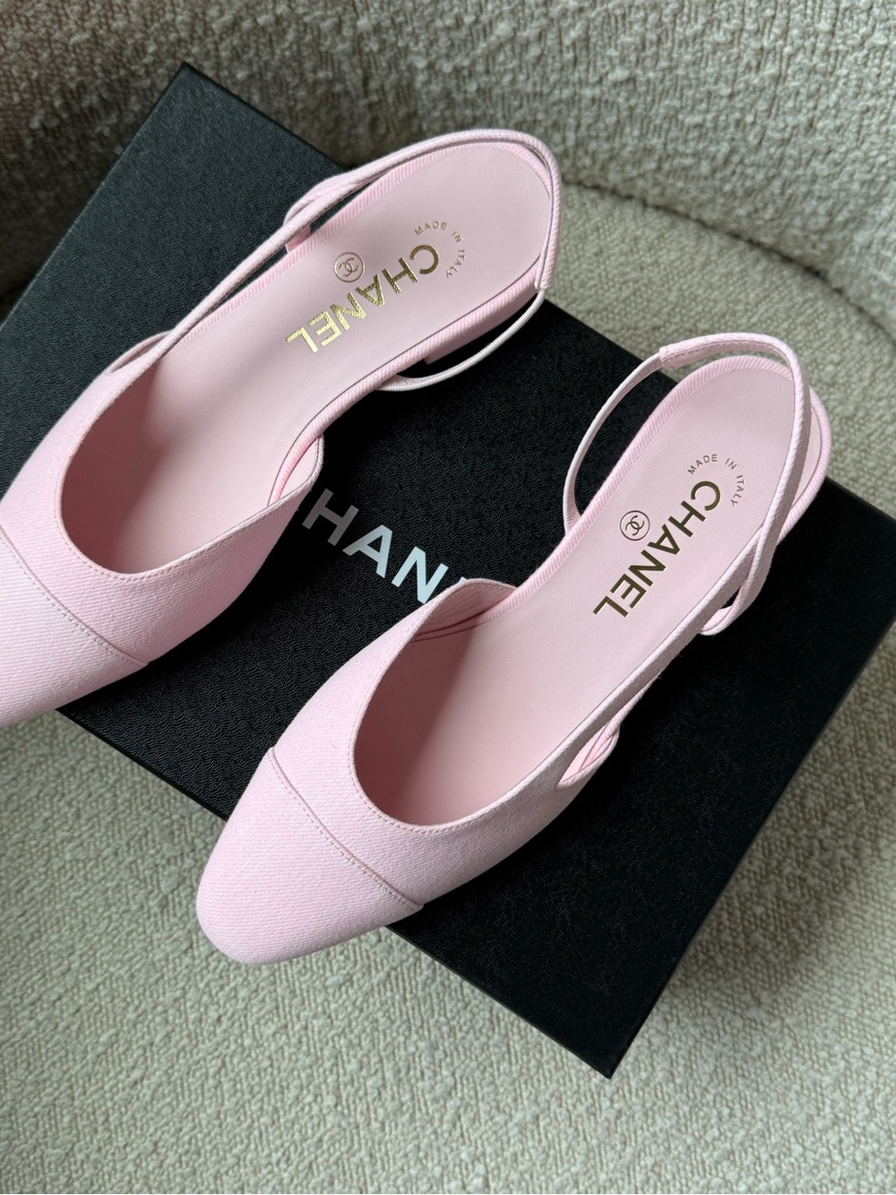 CHANEL Spring-Summer 2026 Pink Denim Slingback Flats — NEW IN BOX - Picture 6 of 10